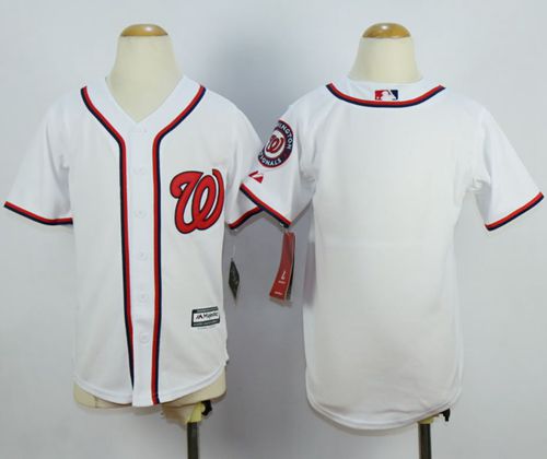Nationals Blank White Cool Base Stitched Youth MLB Jersey - Click Image to Close